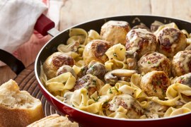 Chicken Meatballs in a Creamy Mushroom Sauce